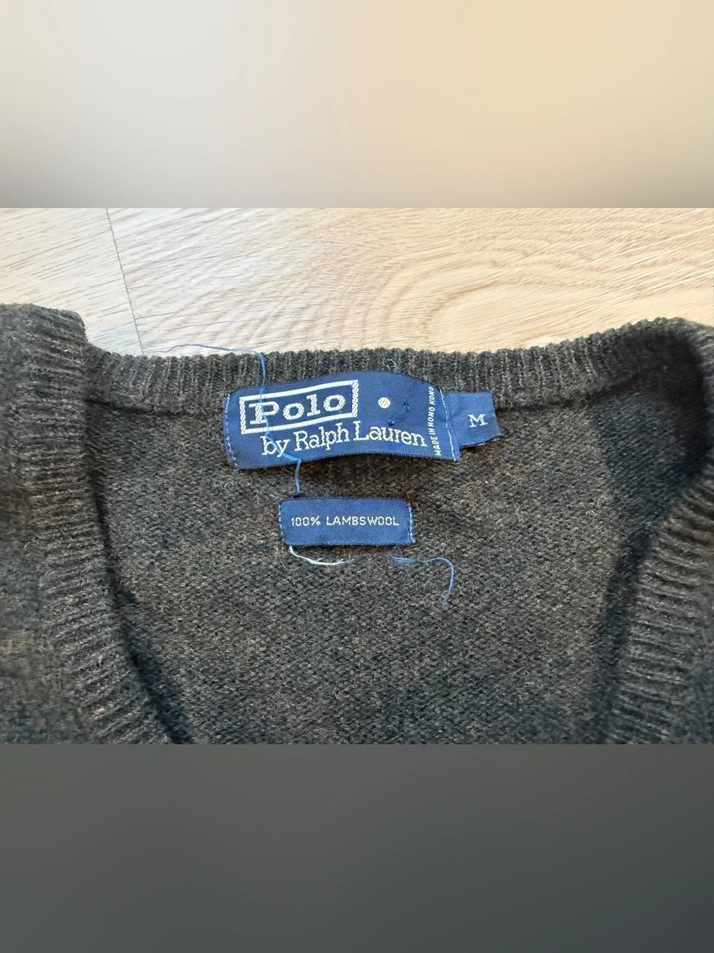 Vintage Polo Ralph Lauren Lambswool V-Neck Sweater Pullover – Size M (Damaged)